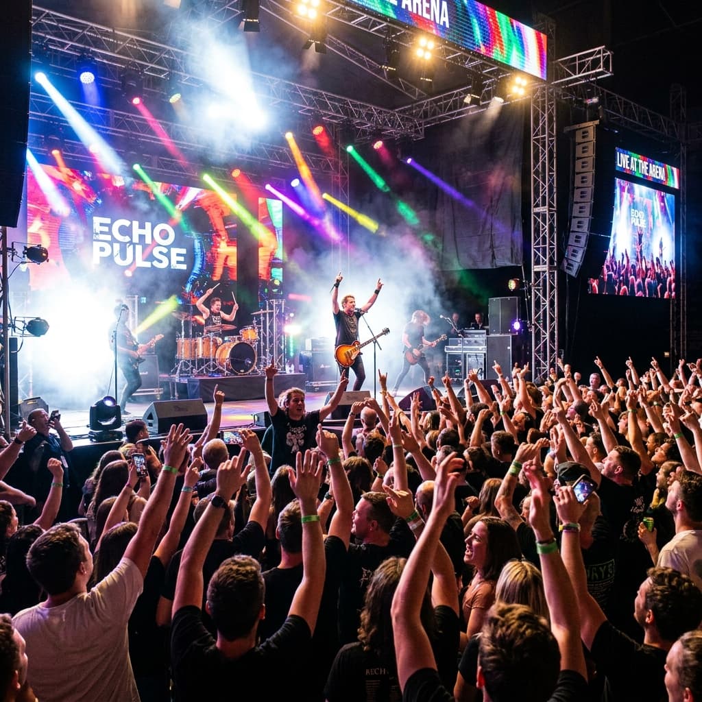 Festival crowd jumping on beat