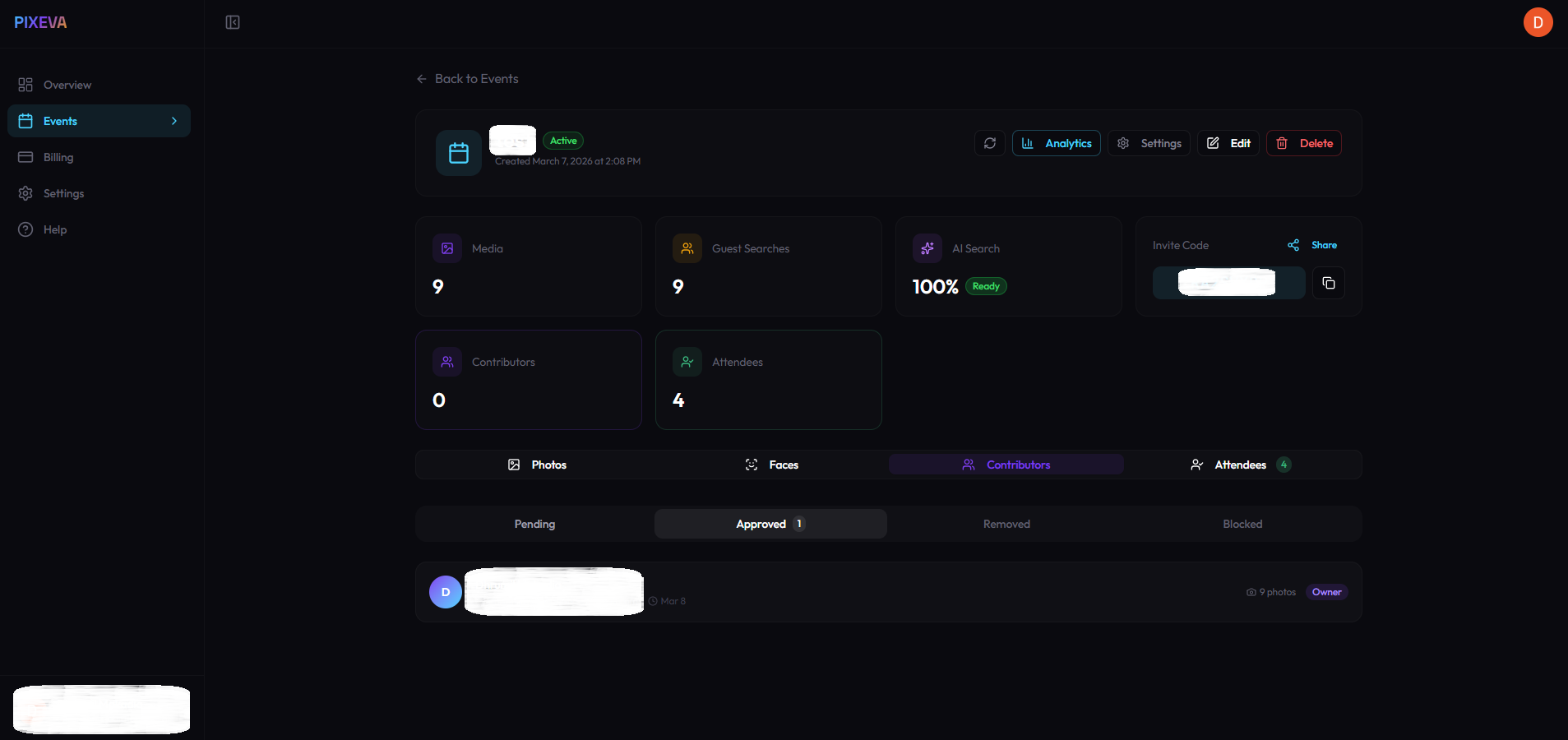 Contributors tab showing collaborative mode with approved members